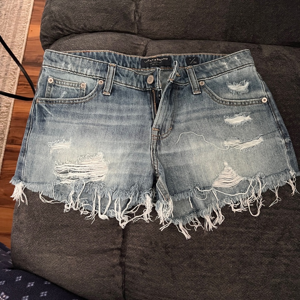 Lucky Brand Light Blue Distressed Jean Shorts